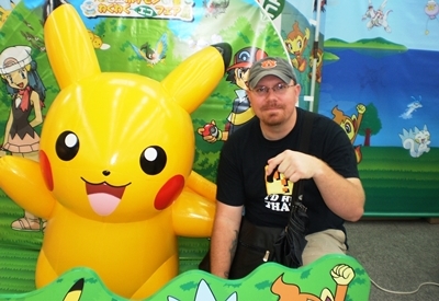 Auburn student with Pikachu in Japan