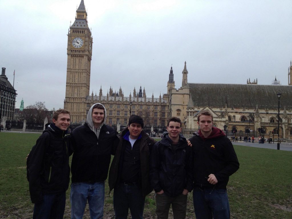 Auburn students gathered in front of Big Ben in London